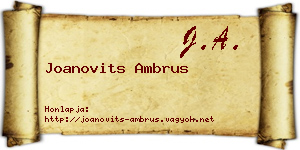 Joanovits Ambrus névjegykártya