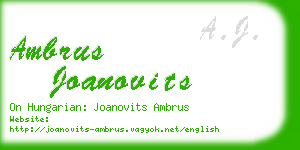 ambrus joanovits business card